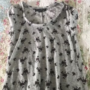 Gray floral top